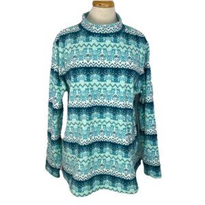 Croft & Barrow XXL Blue Long Sleeve Fleece Pullover Sweater Nordic Pattern